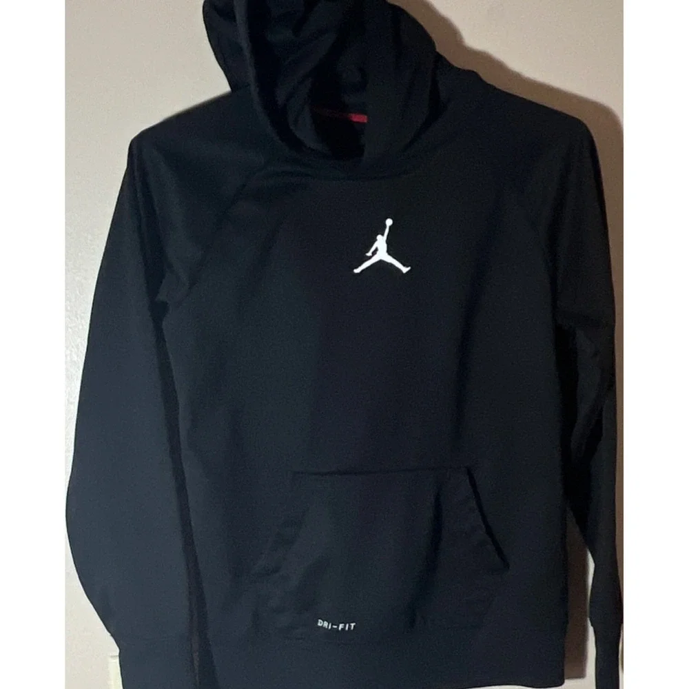 Jordan‎ Dri-FIT Hoodie Teens S Black Pullover Long Sleeve Jumpman Logo